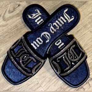 BNWT- Juicy Couture Denim / Bedazzled Slides
